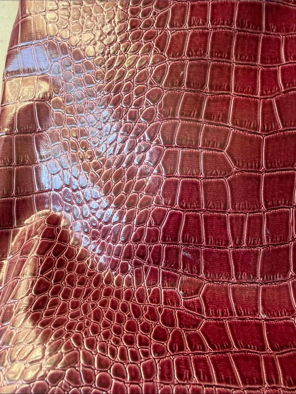 Neiman Marcus Croc-Embossed Burgundy Tote Bag